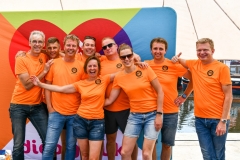 Meppel 14 juni 2019: Gemeente Meppel team 2 wint bungeeroeien