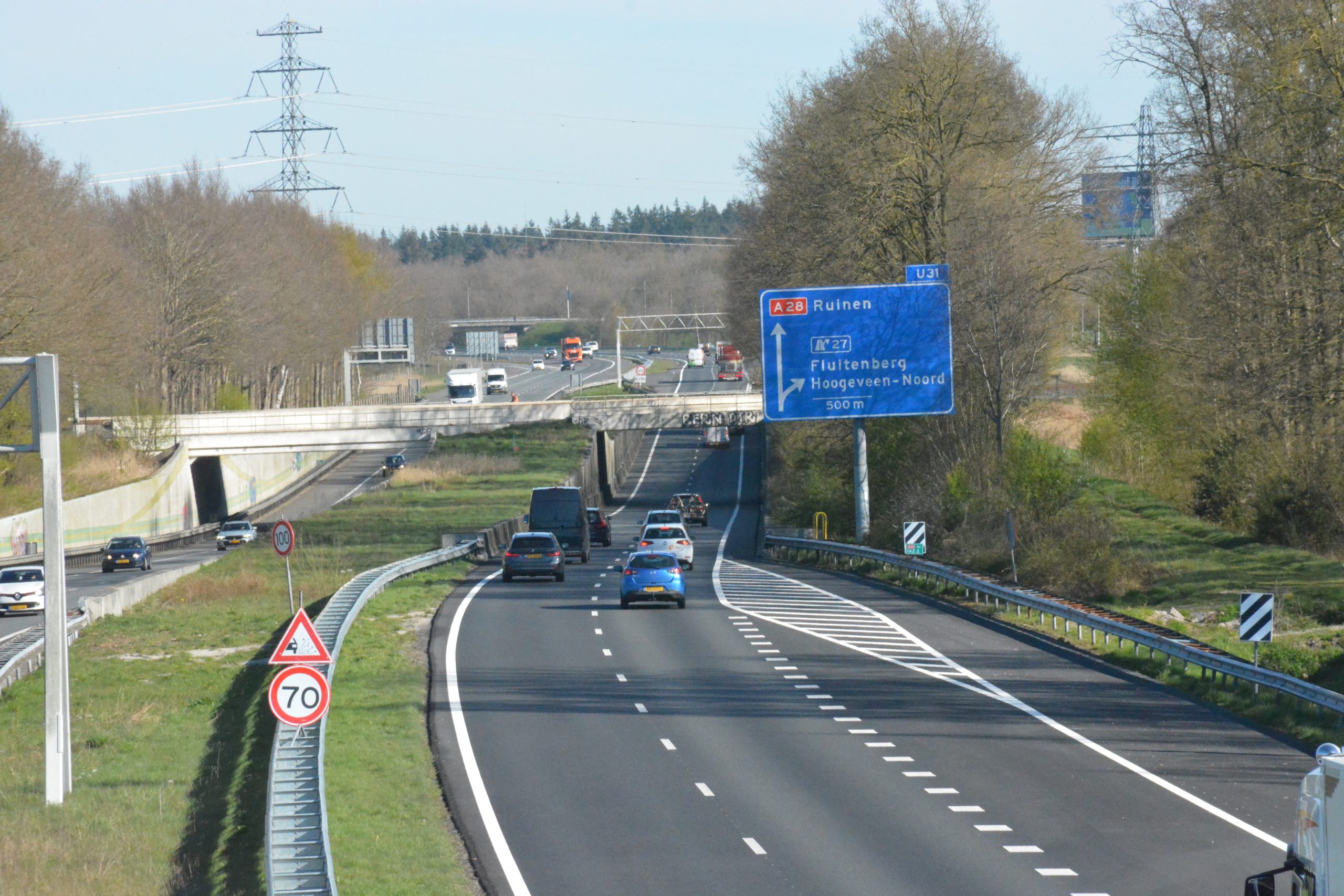 Vanaf zondag 26 april gaat de A28 tussen Fluitenberg en Hoogeveen dicht wegens werkzaamheden.