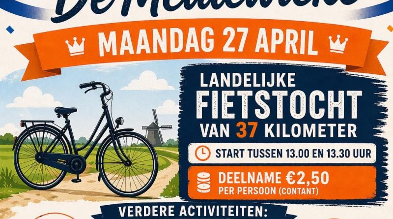Niet alleen in de grote steden zal er maandag Koningsdag gevierd gaan worden. Ook in de dorpen rondom Hoogeveen zijn er diverse activiteiten. In Noordscheschut is er een fietstocht en op het sportpark van de plaatselijke voetbalclub zijn er activiteiten voor de kinderen.