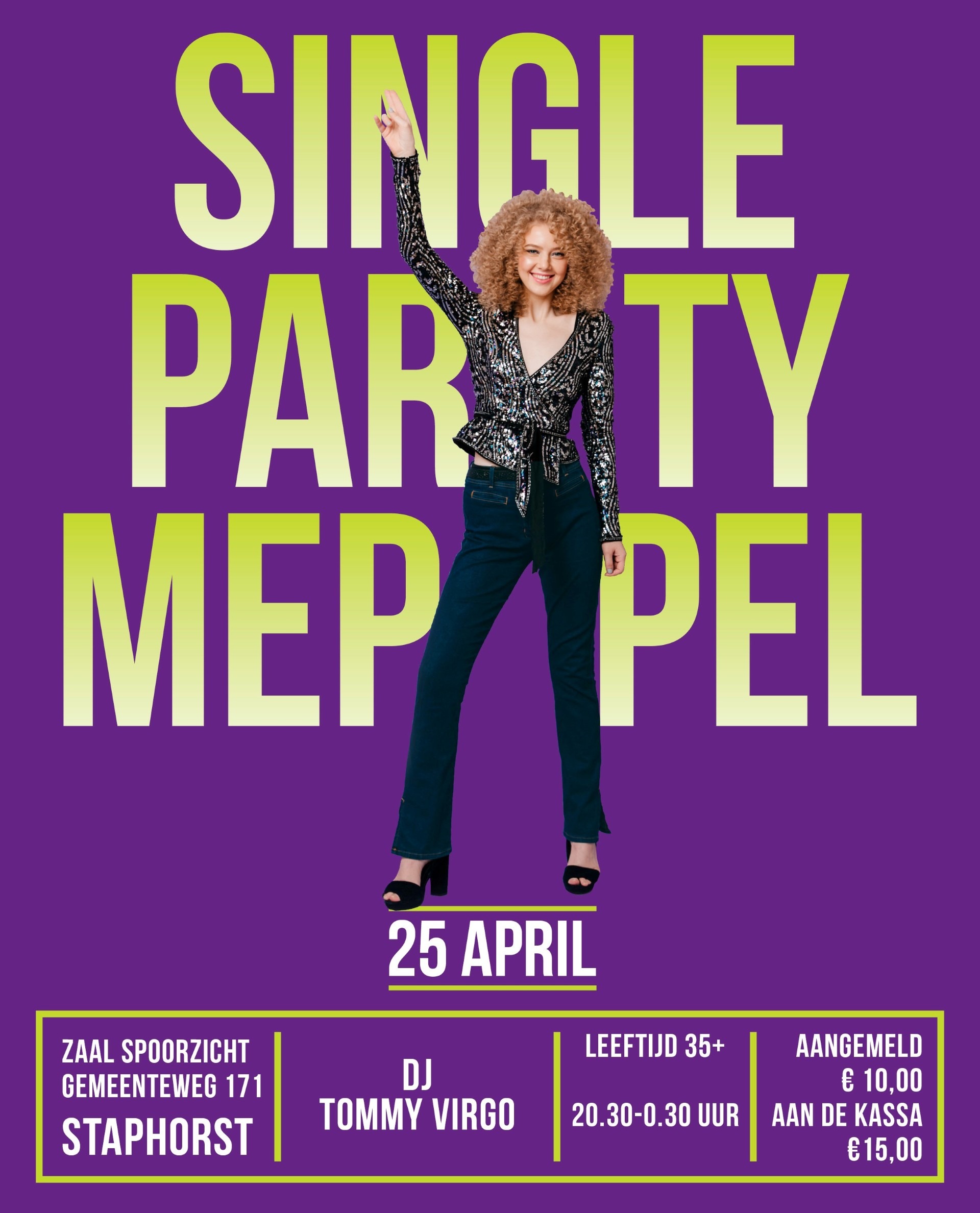 Aanstaande zaterdagavond 25 april is er een single party in zaal Spoorzicht in Staphorst.