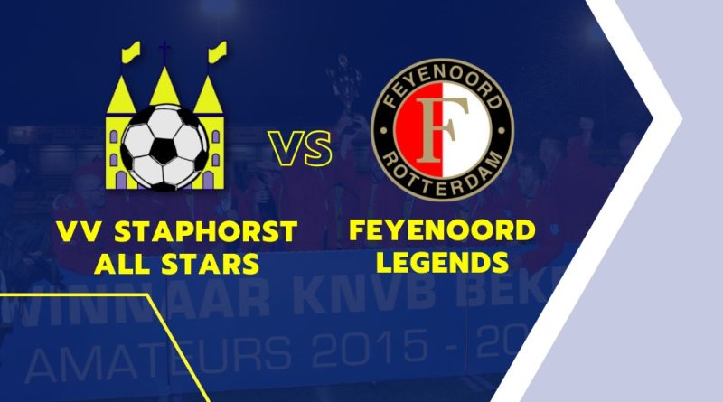 Op vrijdag 5 juni neemt VV Staphorst Allstars het op tegen Feyenoord Legends Een uniek evenement waarbij oud-spelers van VV Staphorst het opnemen tegen oud-topvoetballers uit de Eredivisie, waarvan Eljero Elia zelfs in actie kwam tijdens de WK-finale van 2010 tegen Spanje.